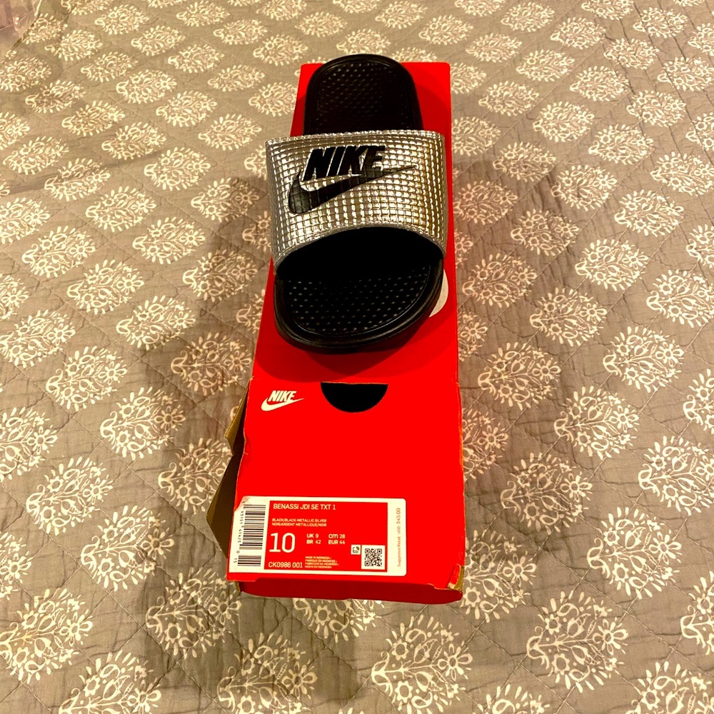 Silver Men’s slides Size 10